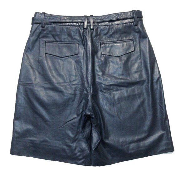 NWT J.Crew Collection Pleated Trouser Short in Navy Leather Belted Shorts 6 $428 - Picture 6 of 7